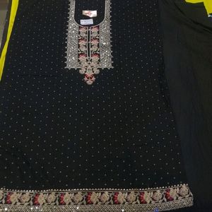 Heavy Partywear Black Suit With Banarasi Dupatta