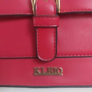 KLEIO Red Faux Leather Handbag