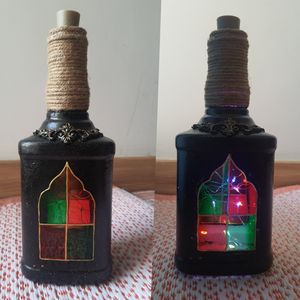 Upcycled Glass Bottle With Fairy Light