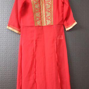 Orange sheer festive kurti