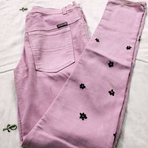 Flower Design Jeans