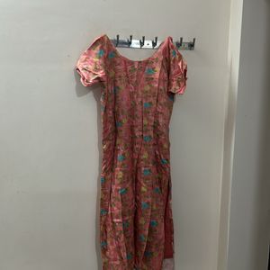 Women XL size Coral Coloured Stitched Dress