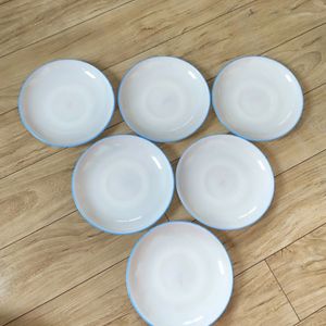 Set Of 6 Saucer Plates Plain White