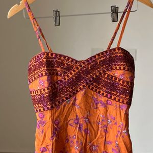 Rust Orange  Floral Mini dress