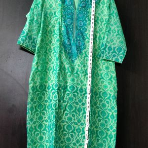 Printed Green Shaded L Kurta