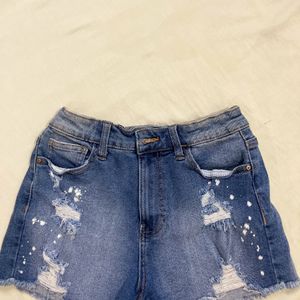 Mid Waist Denim Shorts