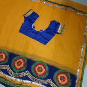 Mustard Yellow Saree With Blouse