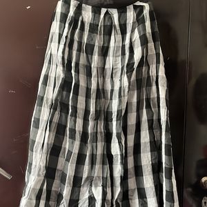 Black and white check Long skirt