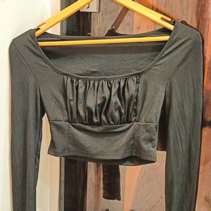 Black Ruched Chest Top