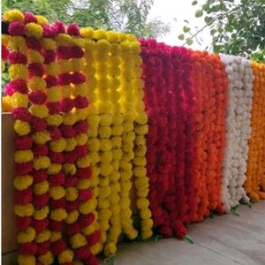 5 Artificial Marigold Genda Phool Garland Torans