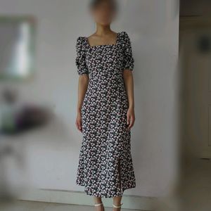 Black Floral Printed A-line Dress