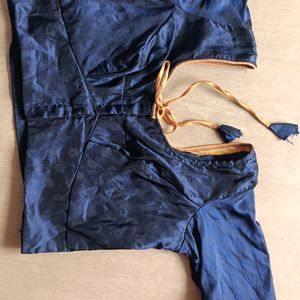 Navy Blue Silk Saree Blouse