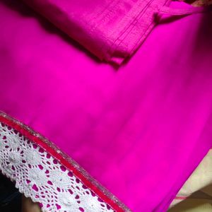 Soft White Border Pink Saree