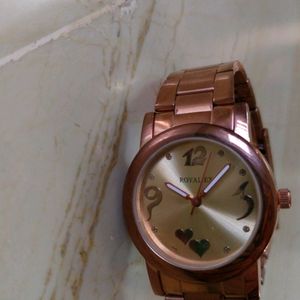 Rose Petals Golden Watch For Women