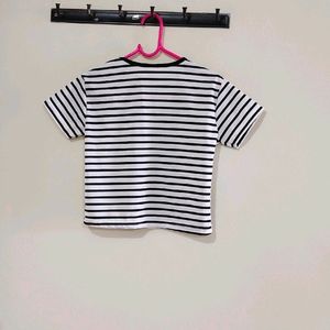 White And Black Stripped Crop Top