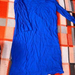 Blue Mango Tunic Dress / Black Frill Top