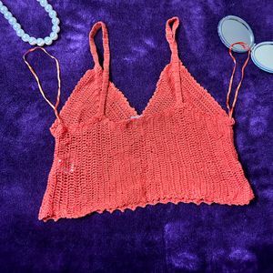 Orange Crotchet Tank Top