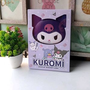 Kuromi Makeup Mirror With Comb - Purple