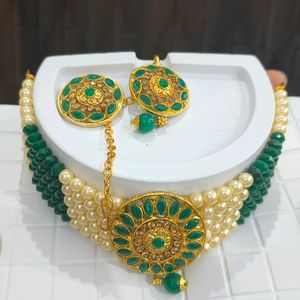 Necklace Set With Earrings , Maangtika And Ring