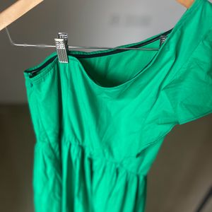 One Shoulder Emerald Green Maxi Dress