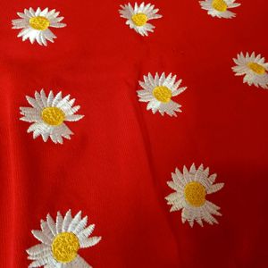 Red Daisy Print Crop Top