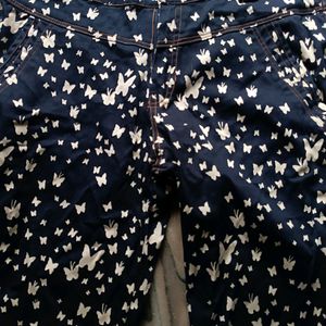 Black Butterfly Denim Capri