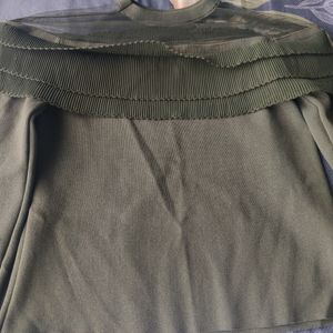 Ribbed Olive Green Fancy Top