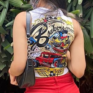 bonkers corner zip up tank top