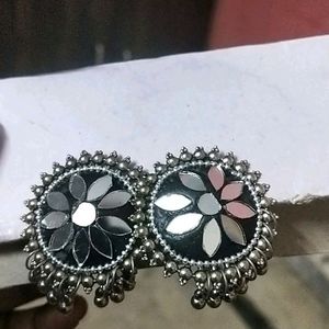 Round Black Earrings