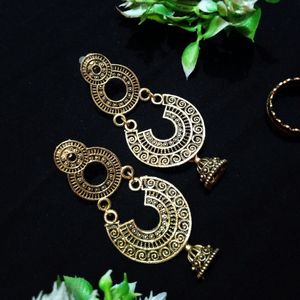 Gold Plated Long Earrings Traditional