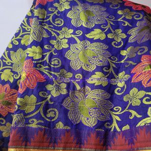 Blue Pattu Saree With Red Border