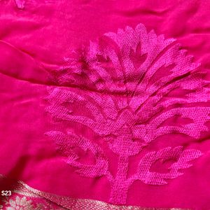 Pink Embroidered Chiffon Saree