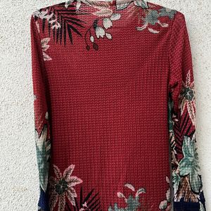 Red Floral Printed Top