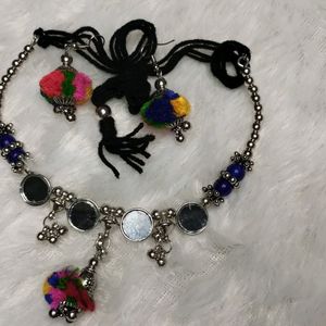 Navratri Collection Hasli Pompom Necklace