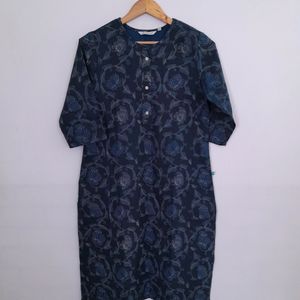 Navy Blue Printed Kurta (Women's)