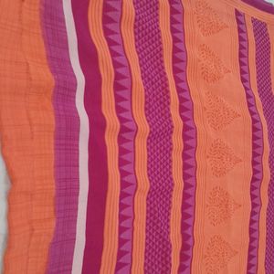 Lotus Design Pink Orange Combo Saree