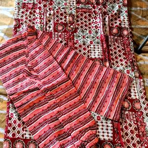 Red Printed Kurta And Pant set