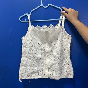 Mango Strap Off White Top