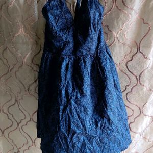 Blue Halter Neck Dress 👗 Side Zipper