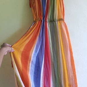 Women Cinched Waist Multicolor Dress