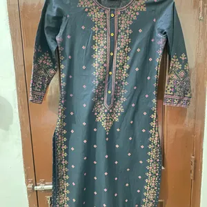 Printed Black Straight Kurta