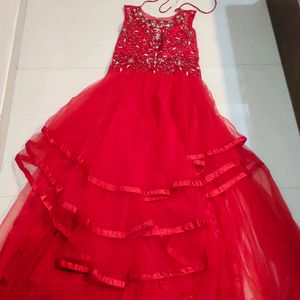 Red Extra Long Full Flair Gown FIXED PRICE