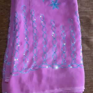 Ambroider Saree Without Blouse. Rarely Used