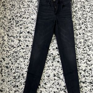 Black High Waist Jeans With Side Patch Both Sid