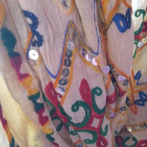 Dupatta Golden Mirror Work