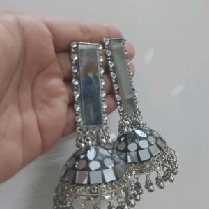 Silver Mirror Jhumka