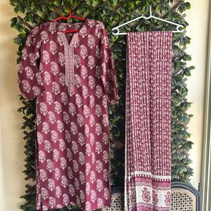 Mauve Color Kurta N Dupatta Set