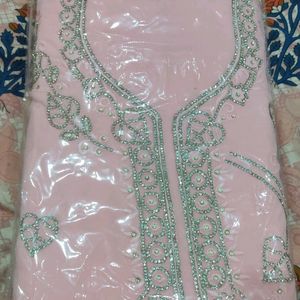 Heavy Baby Pink Diamond Work Dress Material