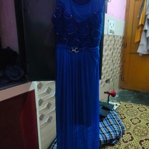 Party Wear Dress In Blue Colour.