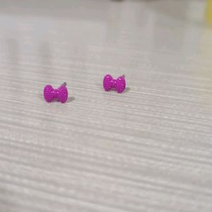 bow ribbon pink stud earring